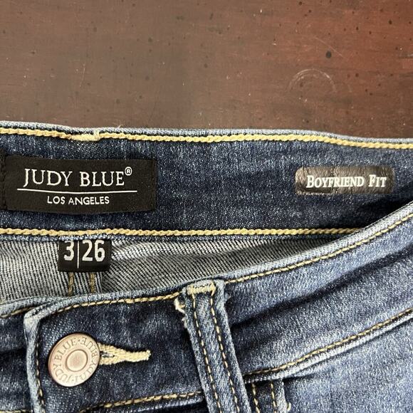 Judy Blue Jeans High Rise Boyfriend Fit Distressed Dark Wash JB82328MD Size 3/26 - Picture 8 of 9